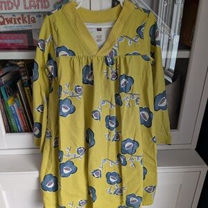 Tea Collection "Lotus Blossom" Yellow & Blue Floral Knit Dress - 8